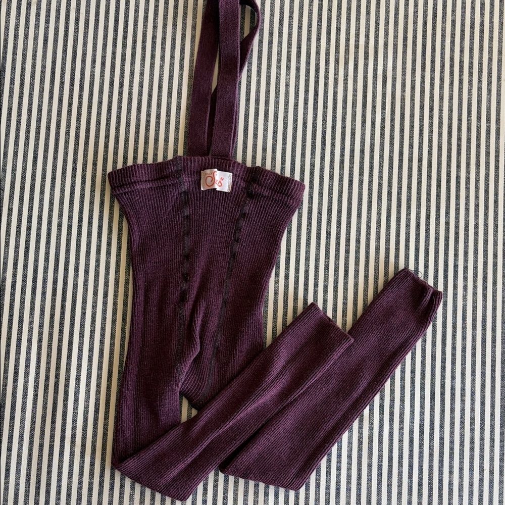 Silly Silas Dark Plum Knit Overalls with Straps